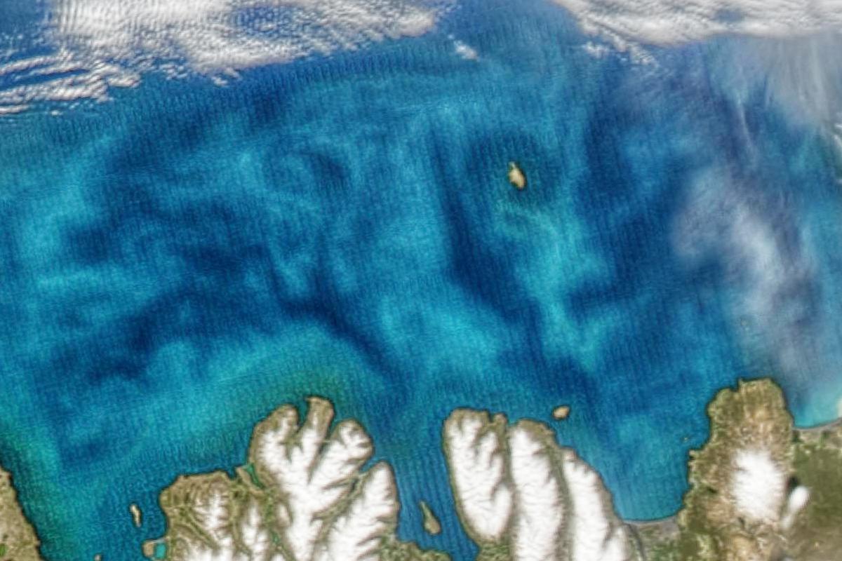 MODIS true colour, north coast of Iceland